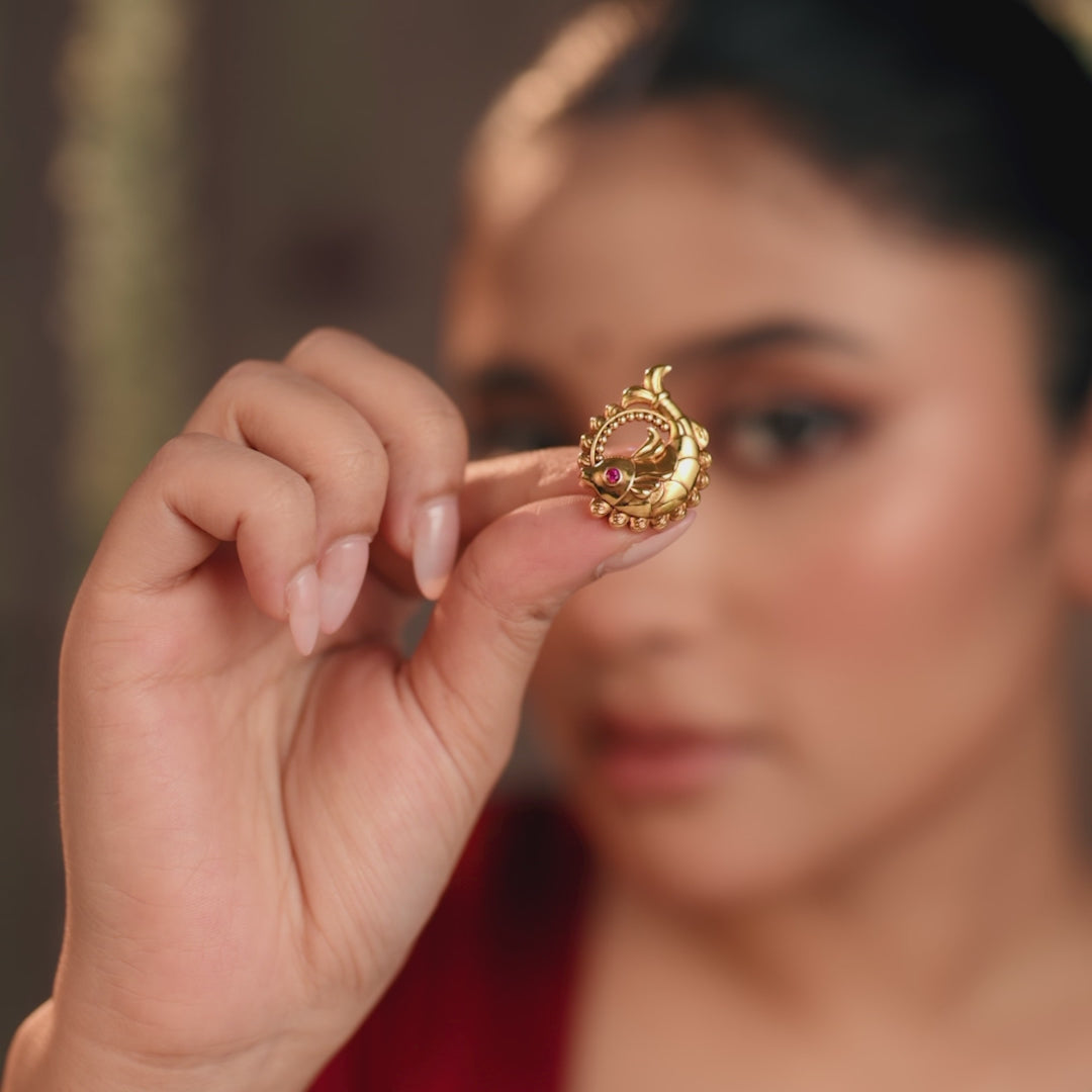 Snigdha Matsya Antique Silver Stud Earrings