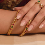 Regal Bloom Kempu Antique Bangles