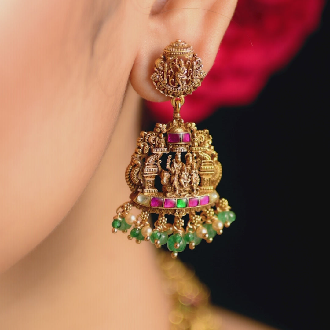 Ananta Shiv Parivar Antique Temple Silver Necklace Set