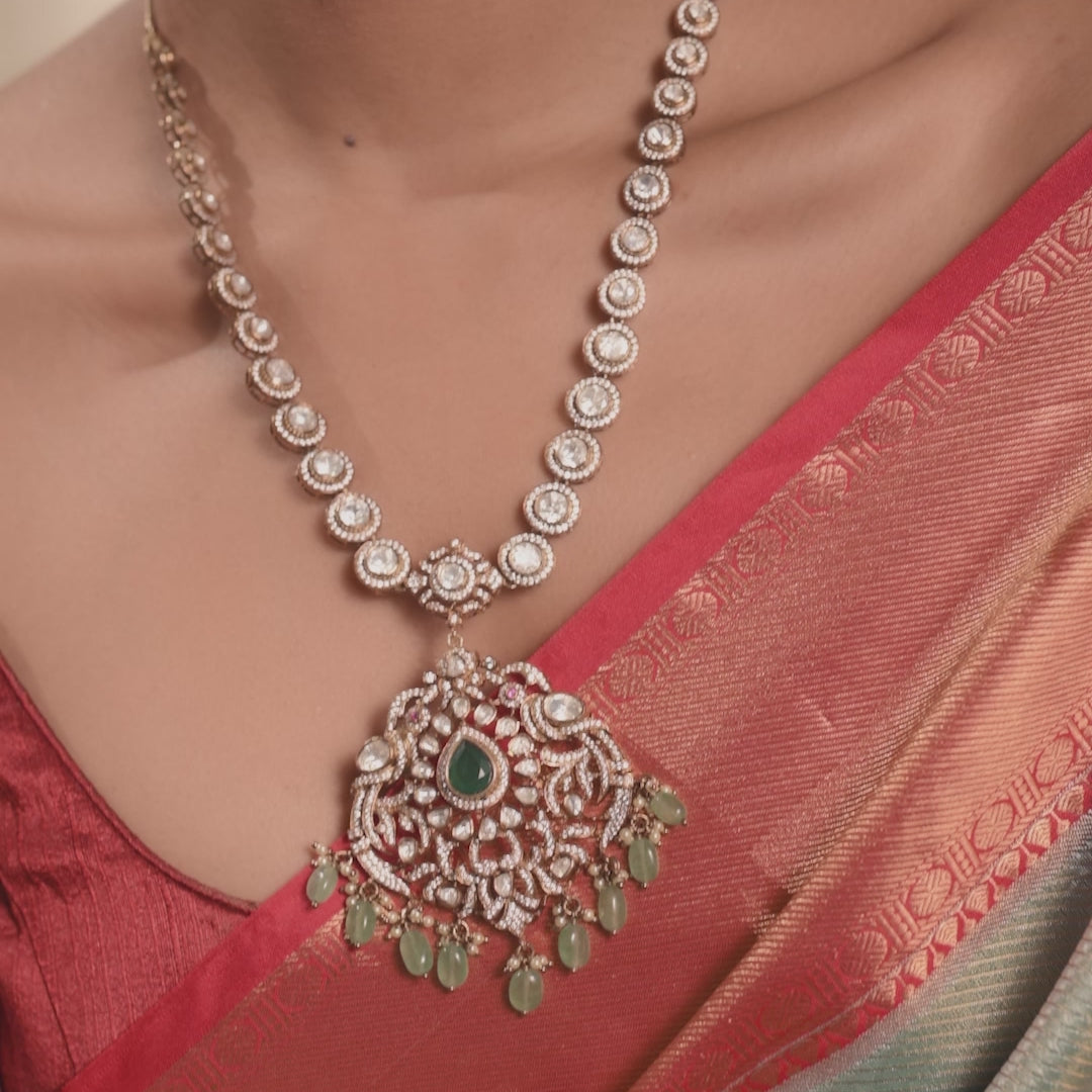 Rasika Classic Moissanite Silver Necklace Set