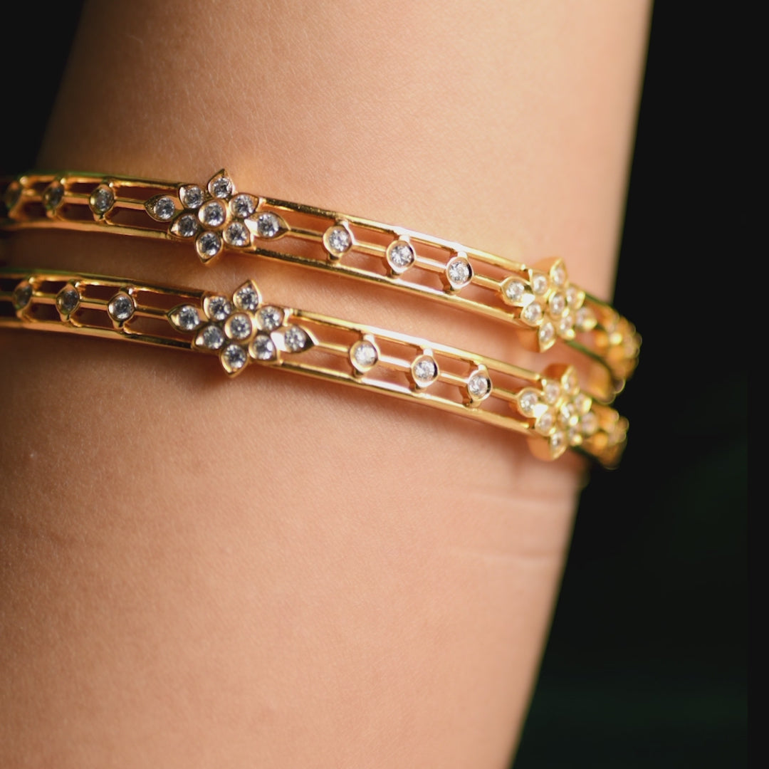 Flora CZ Silver Bangles