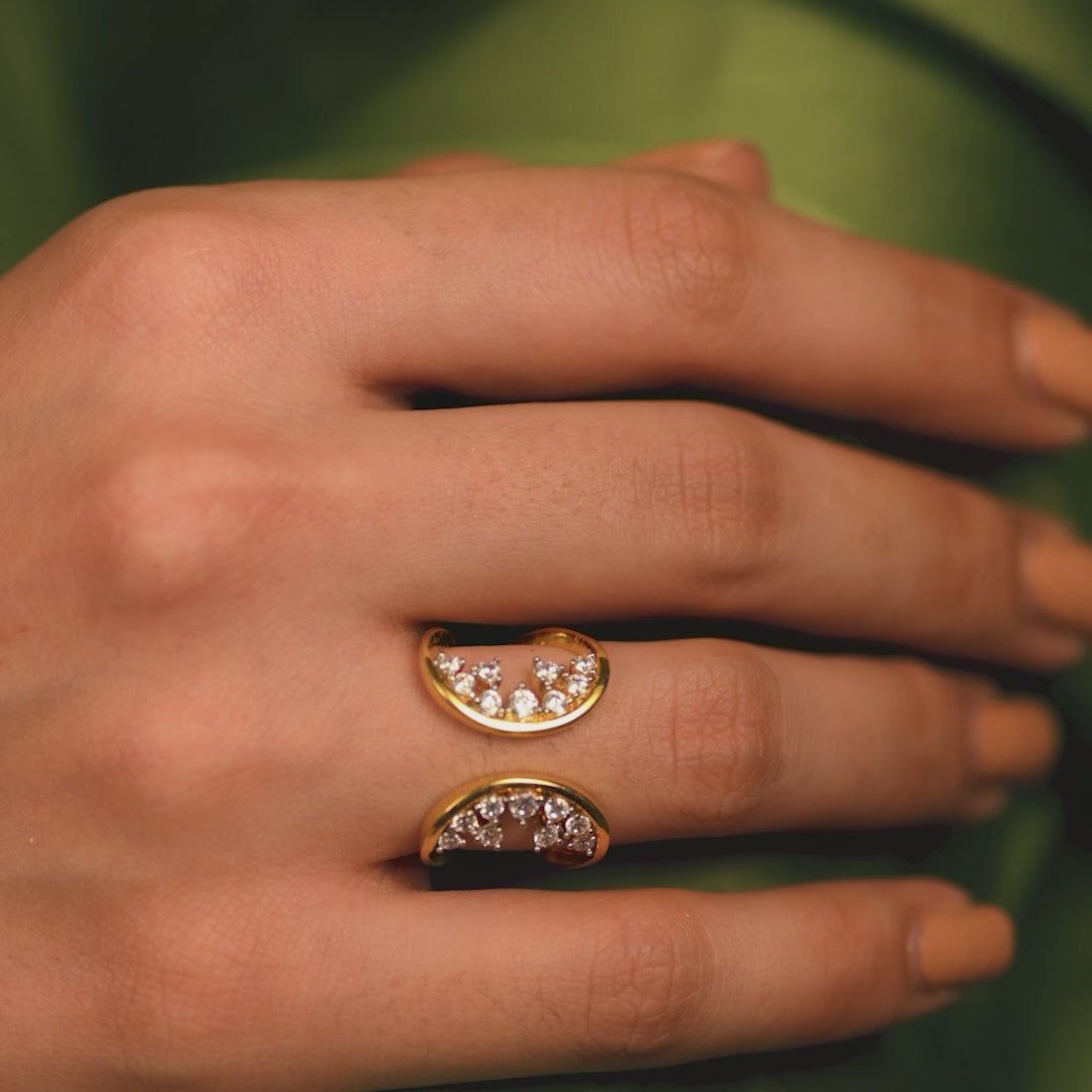 Moonlit Spark Cocktail Silver Ring