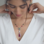Amira Moissanites and Gemstone Silver Pendant Necklace
