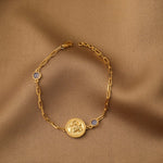 Bracelet Crystal Aries Zodiac Gold Plated Silver Chain Bracelet