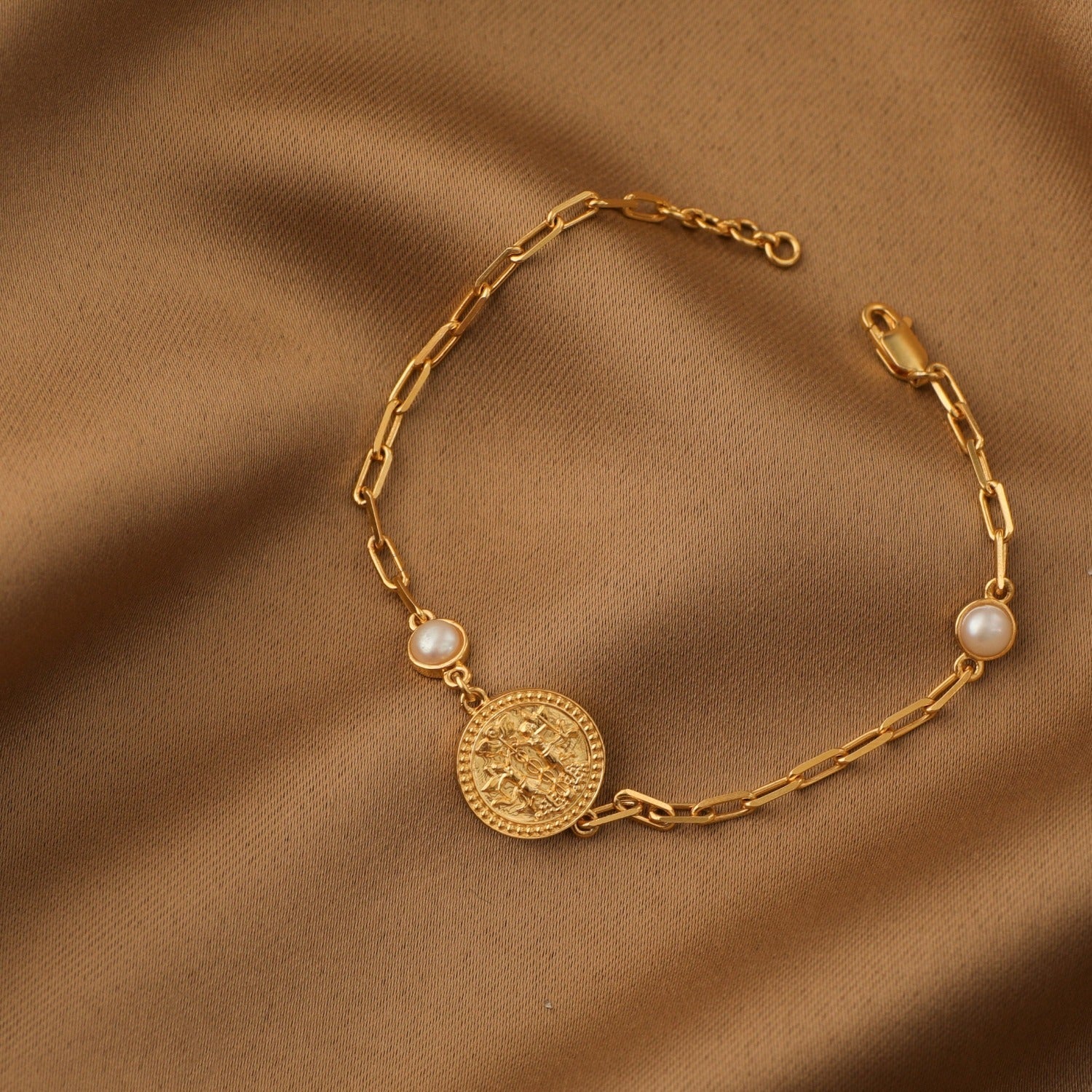 Bracelet Pearl Gemini Zodiac Gold Plated Silver Chain Bracelet