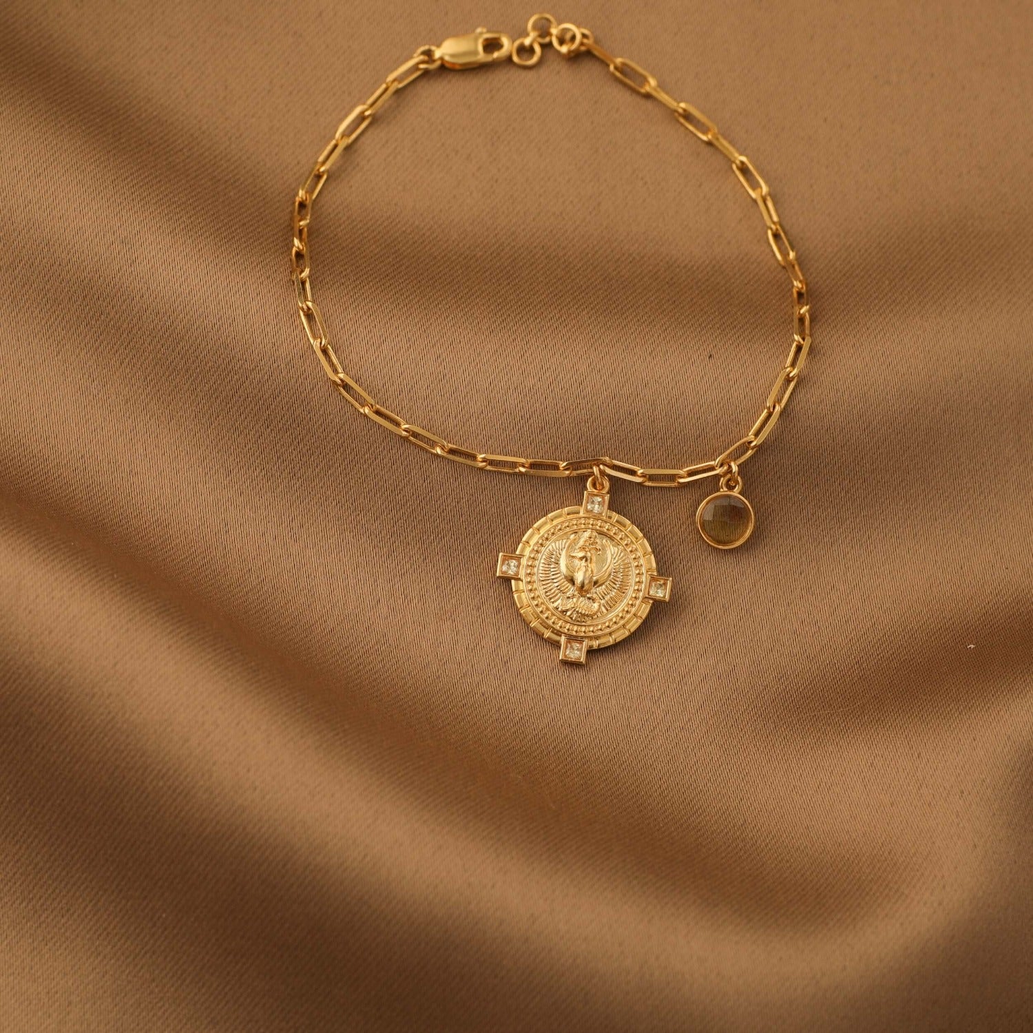 Bracelet Citrine Scorpio Zodiac Gold Plated Silver Chain Bracelet