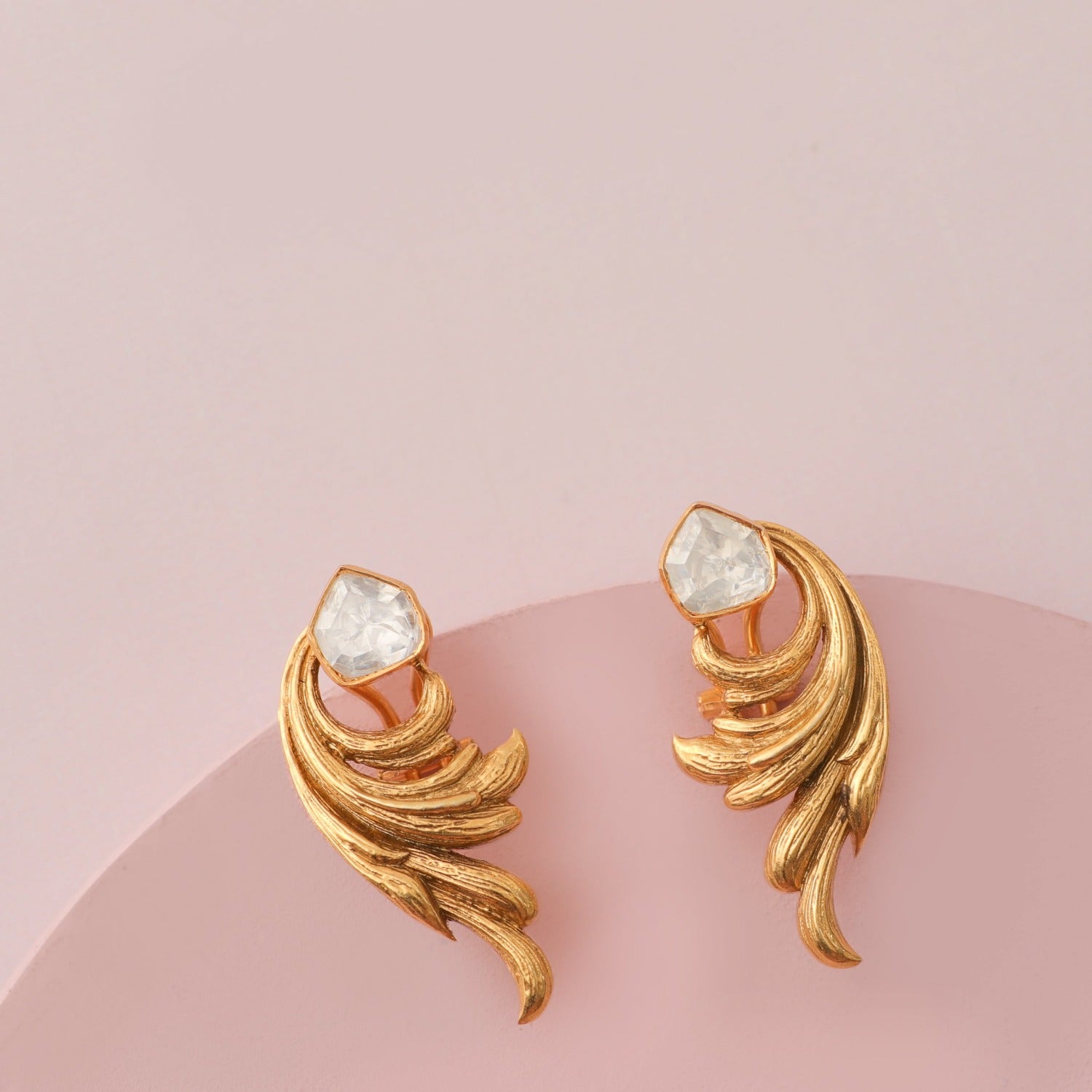 Baroque Moissanite Silver Earrings