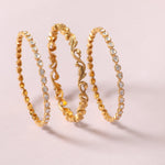 Bangle Baroque Double Layered Moissanite Silver Bangle