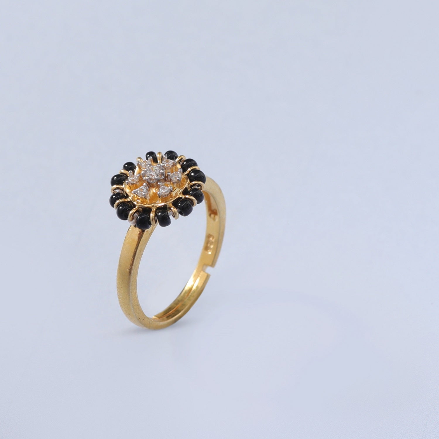 Silver Black Onyx Gemstone Ring | Beaded Ring | Bead Ring | Stretch Ring –  KookyTwo