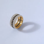 Finger Ring Elegant CZ Silver Black Bead Band Ring