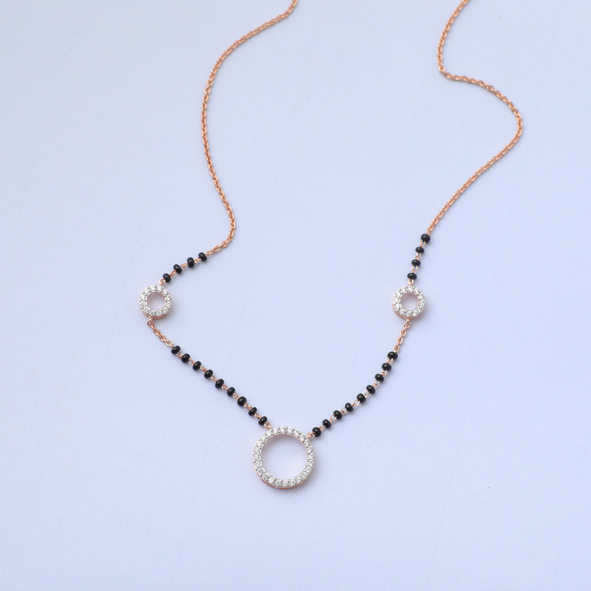 Black Bead CZ Charms Silver Mangalsutra