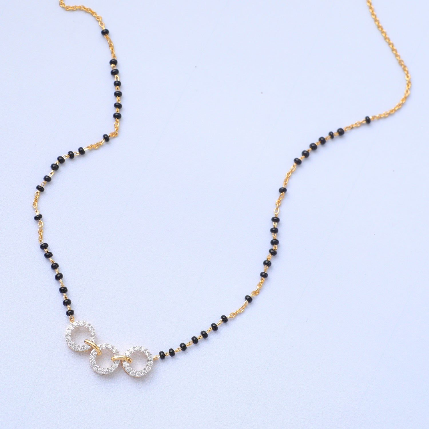 Three Linked Rings CZ Silver Mangalsutra