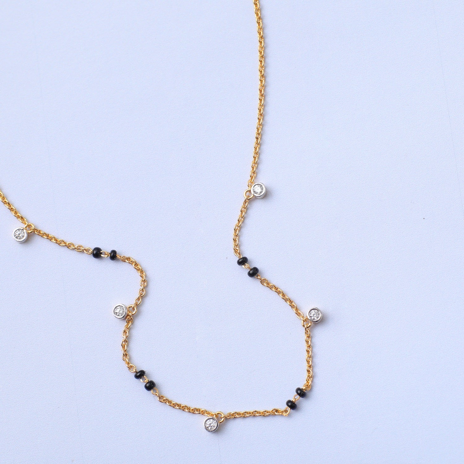 Necklaces Dainty CZ Charms Silver Mangalsutra