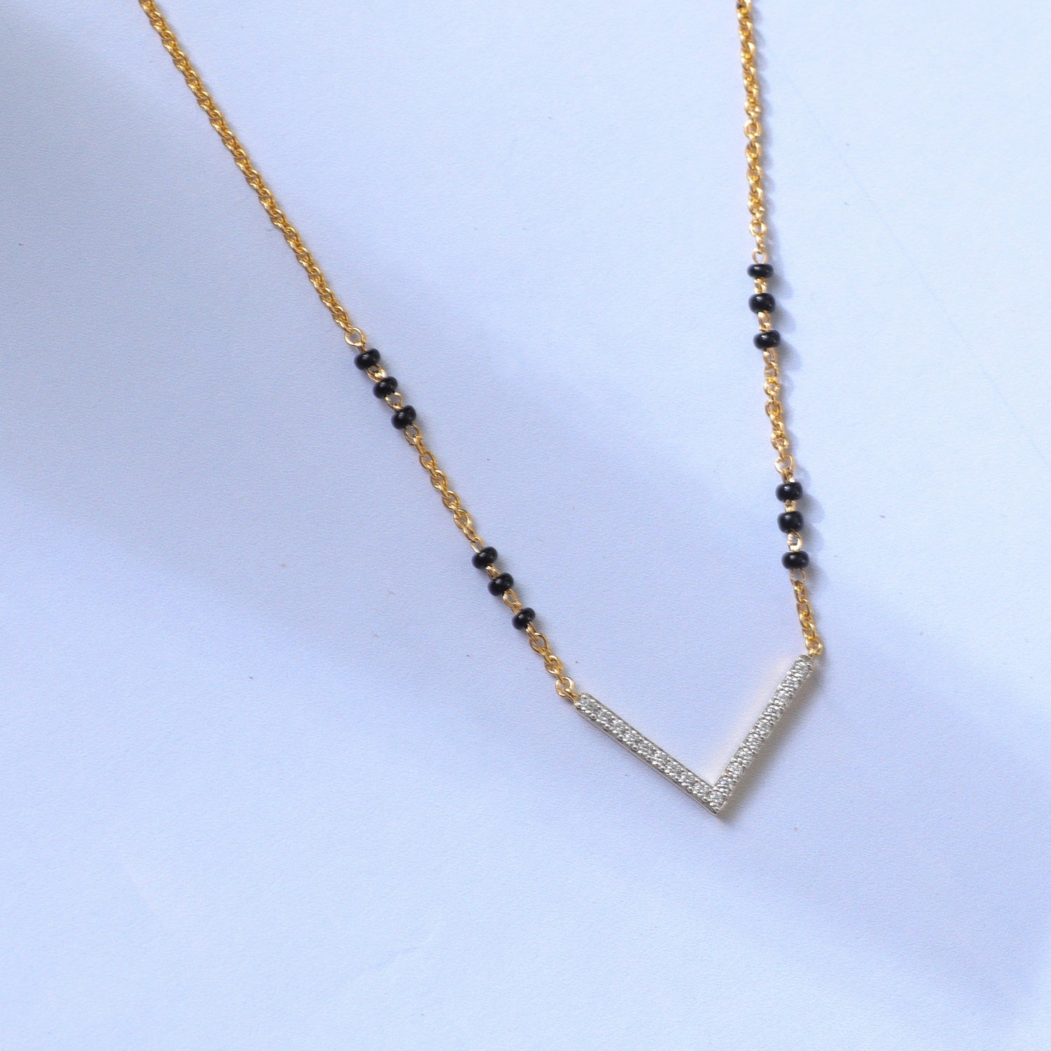 Necklaces V Shape Elegant Charm CZ Silver Mangalsutra