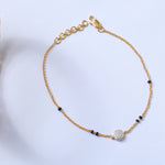 Timeless CZ Charm Silver Black Bead Bracelet