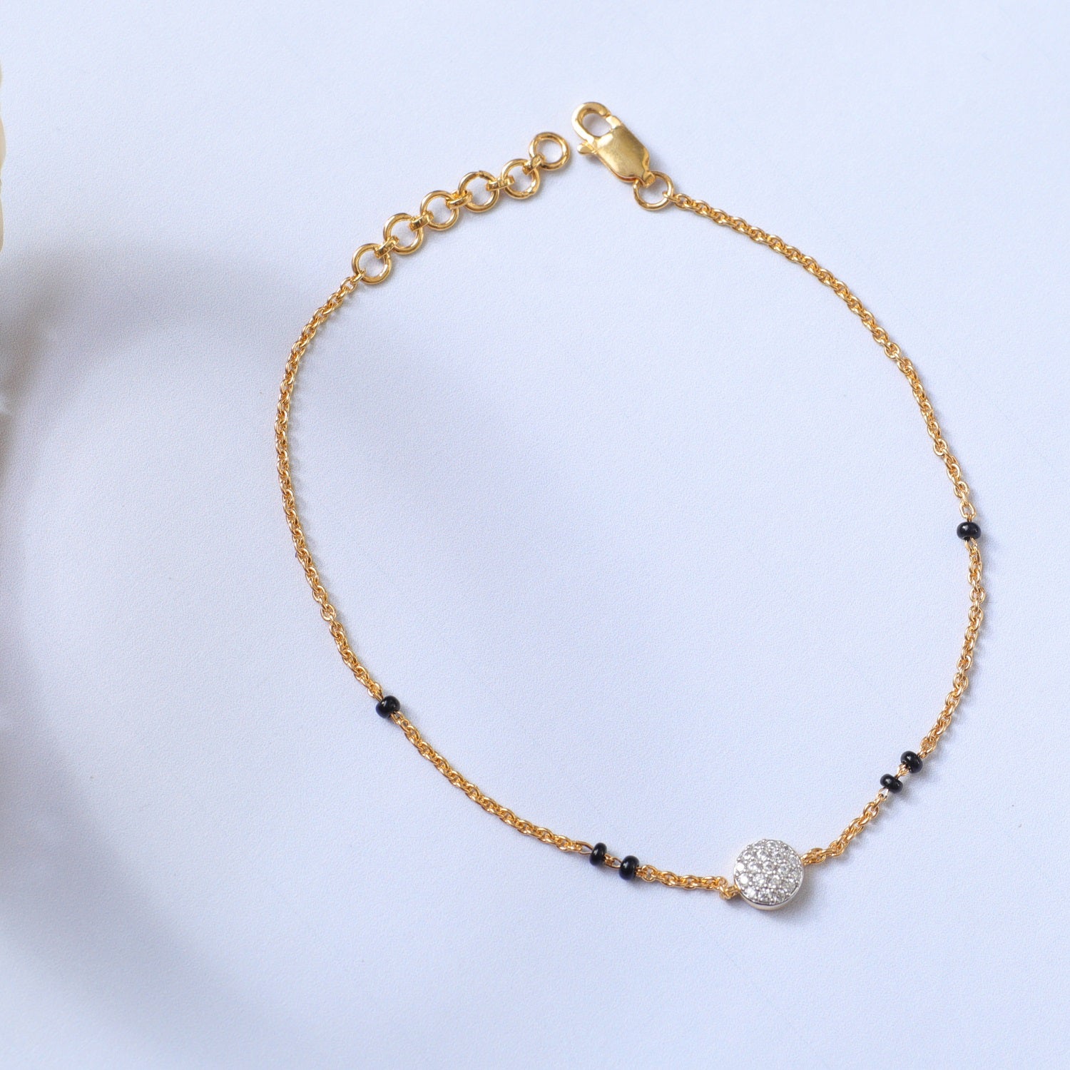 Timeless CZ Charm Silver Black Bead Bracelet