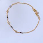 Sacttered CZ Charms Silver Black Bead Bracelet