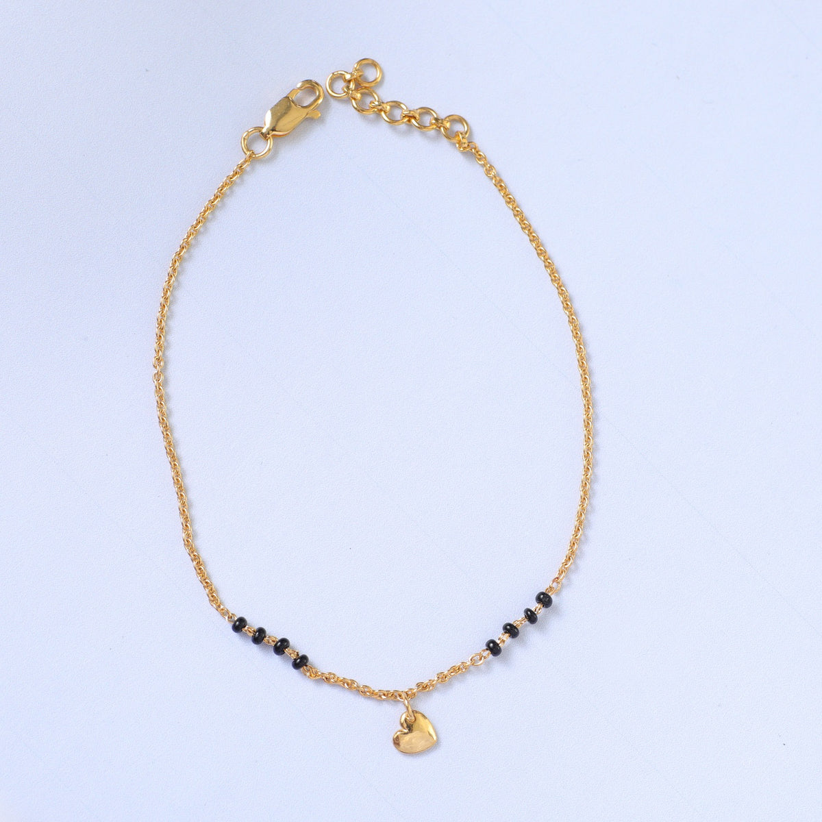  Elegant Heart Silver Black Bead Bracelet