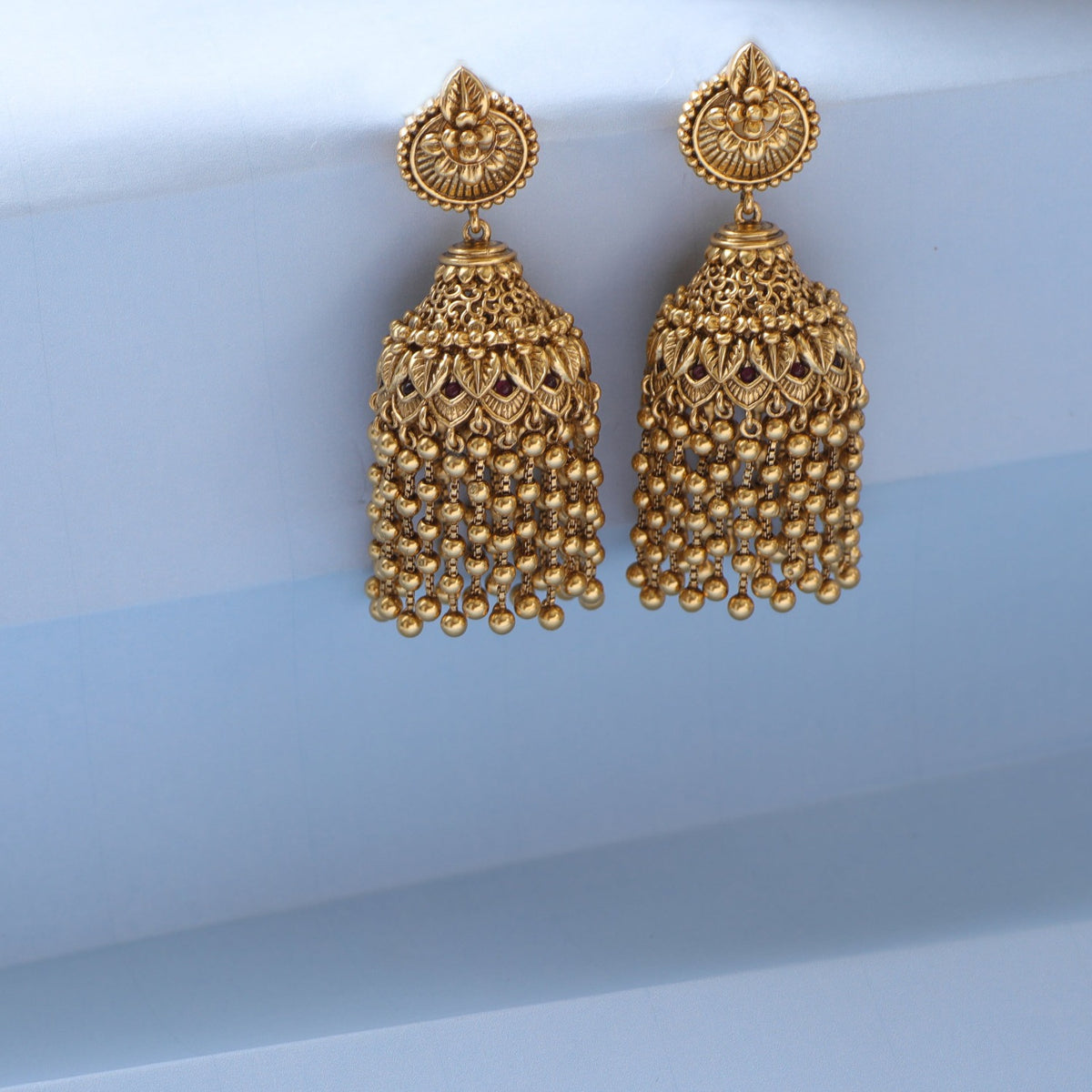 Swara Floral Frill Silver Jhumki Earrings