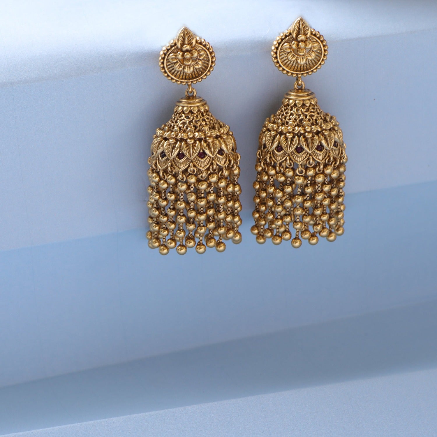 Swara Floral Frill Silver Jhumki Earrings