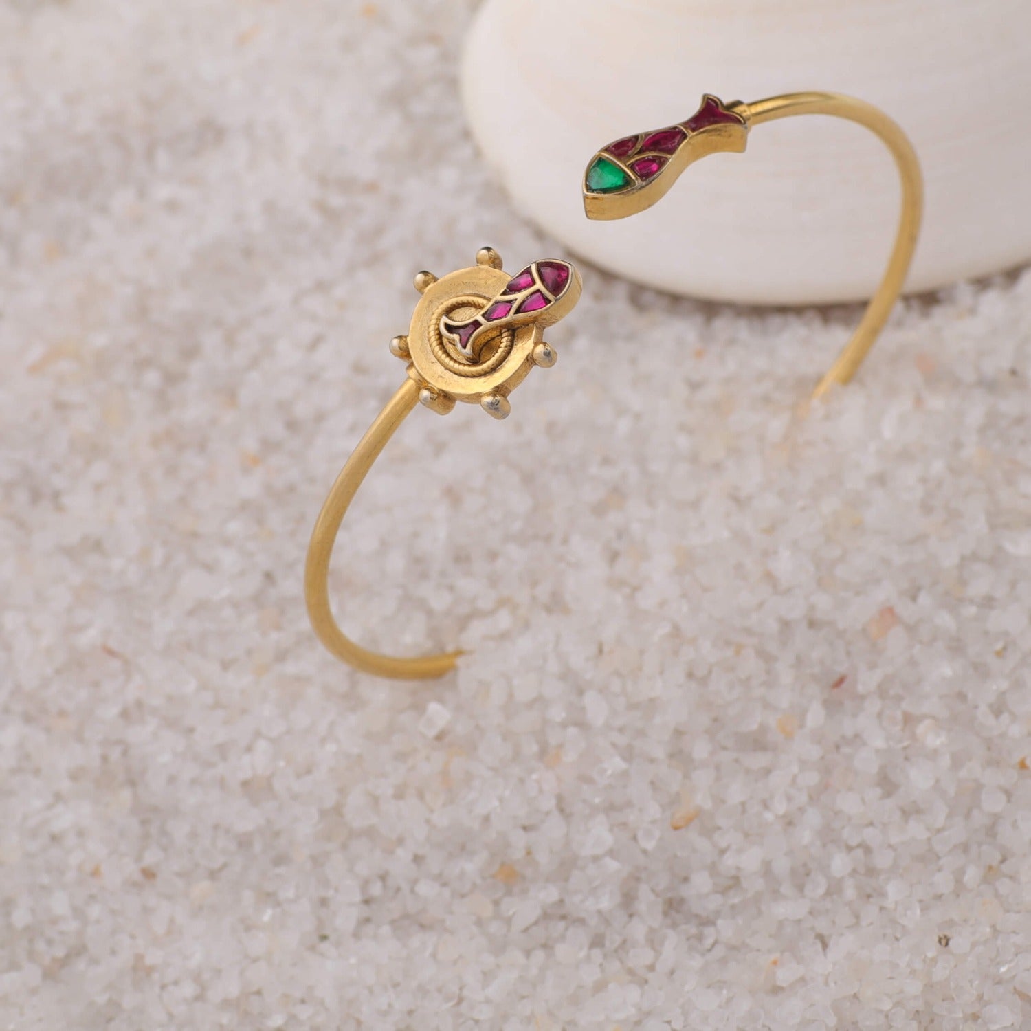 Matsya Double Motif Silver Cuff Bracelet