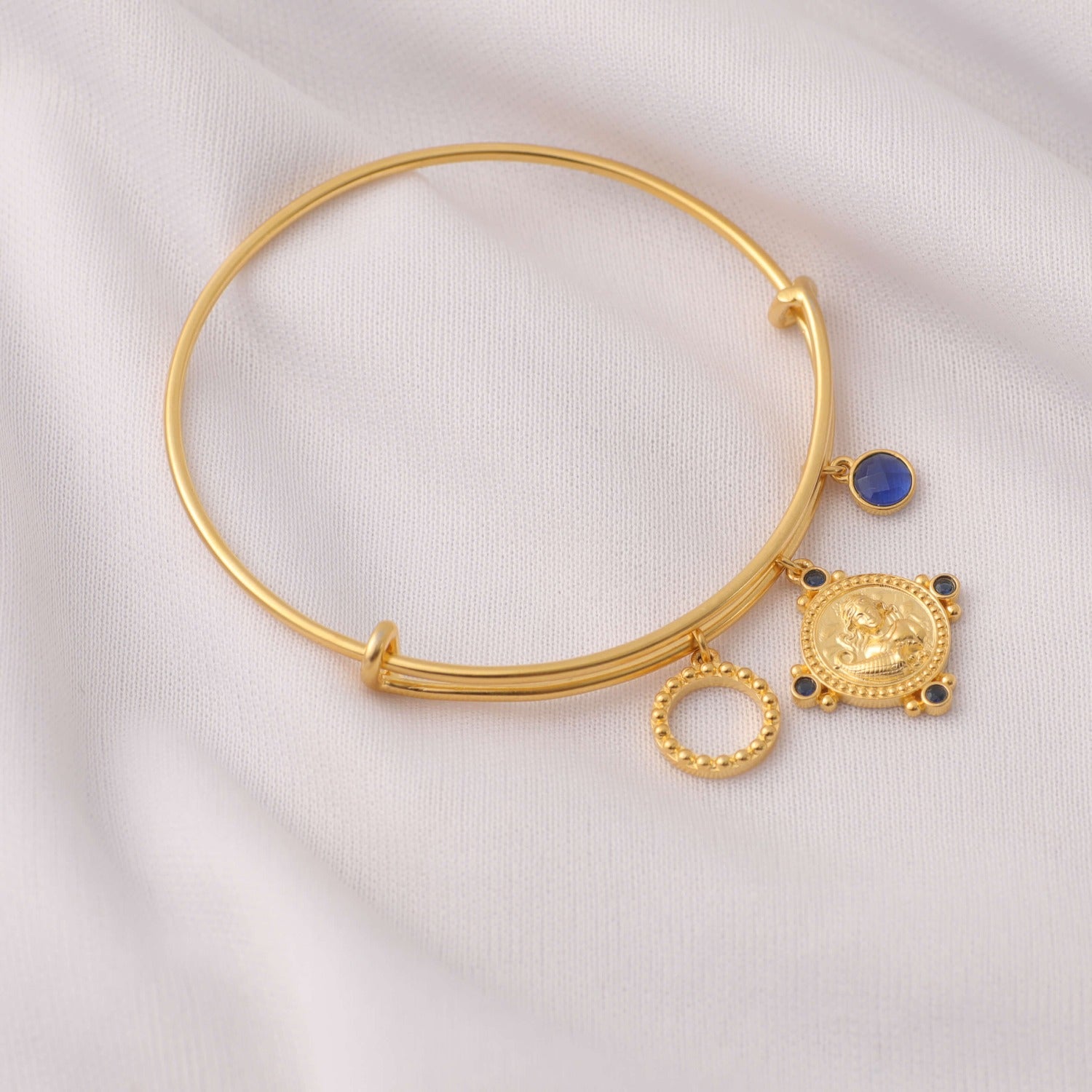 Bracelet Blue Zircon Virgo Zodiac Coin Gold Plated Silver Bracelet