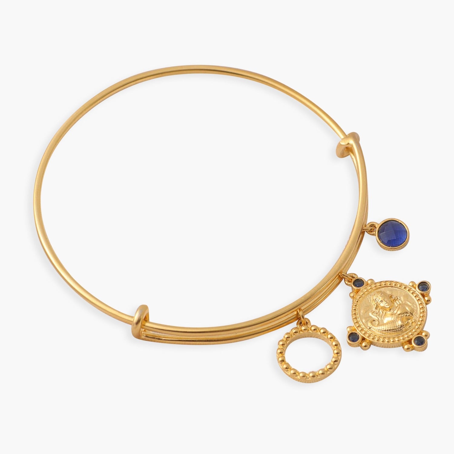 Bracelet Blue Zircon Virgo Zodiac Coin Gold Plated Silver Bracelet
