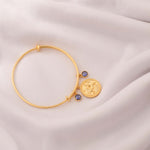 Bracelet Blue Zircon Sagittarius Zodiac Coin Gold Plated Silver Bracelet
