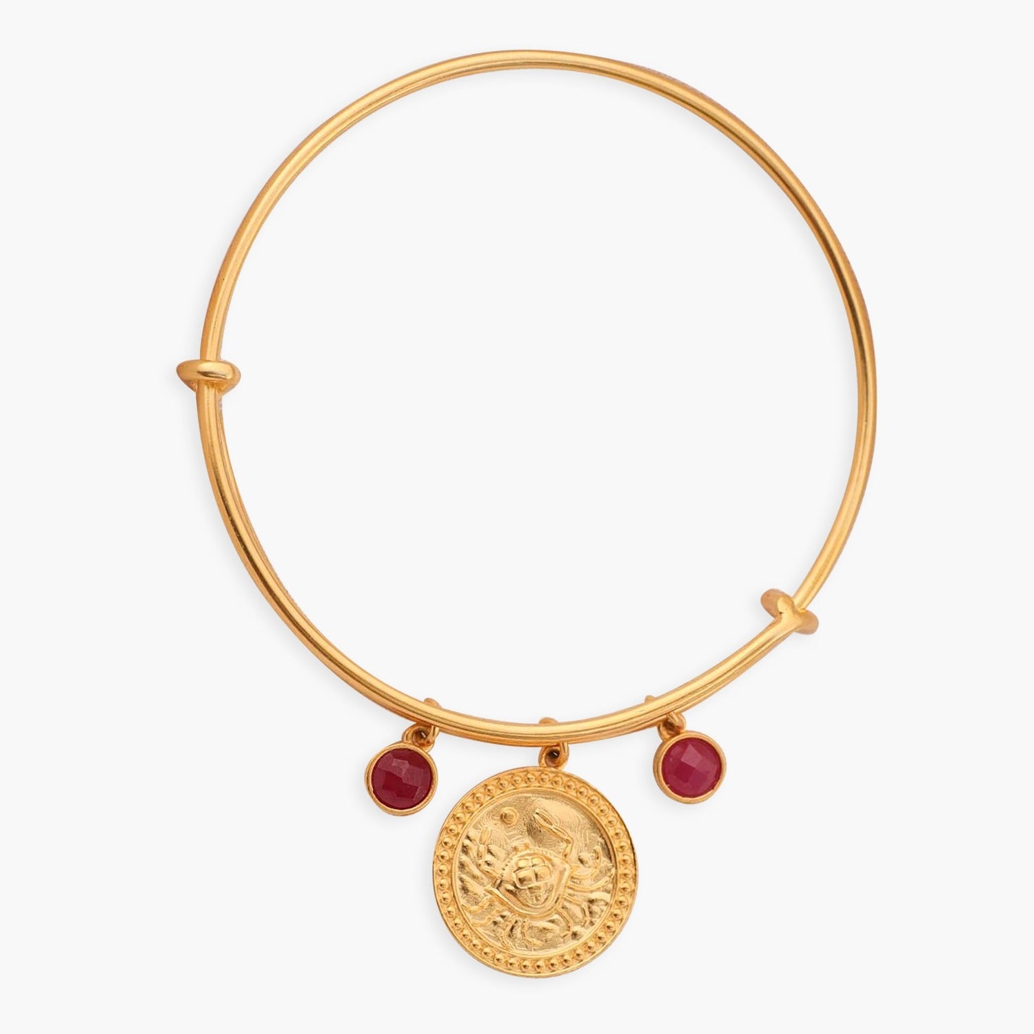 Bracelet Ruby Cancer Zodiac Coin Gold Plated Silver Bracelet