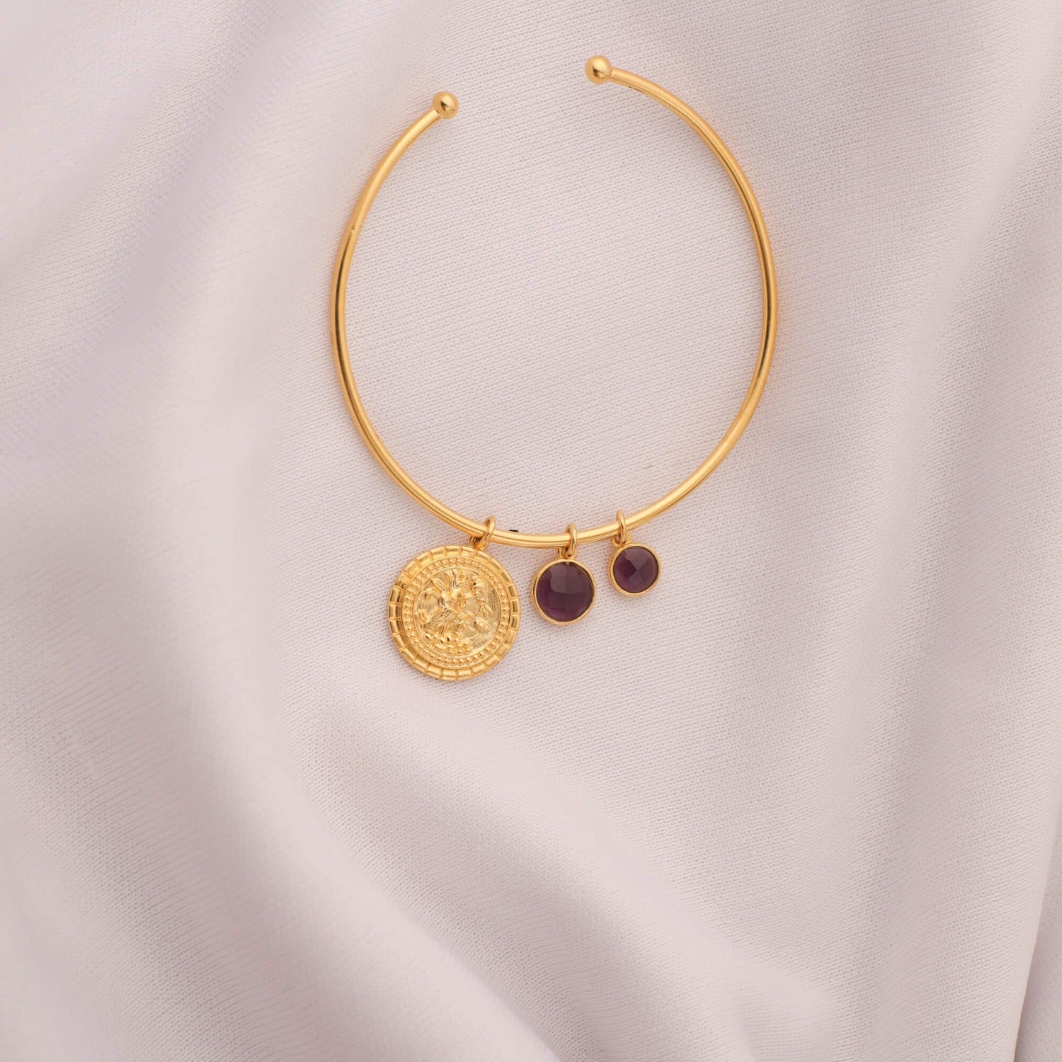 Amethyst Aquarius Zodiac Gold Plated Silver Bracelet