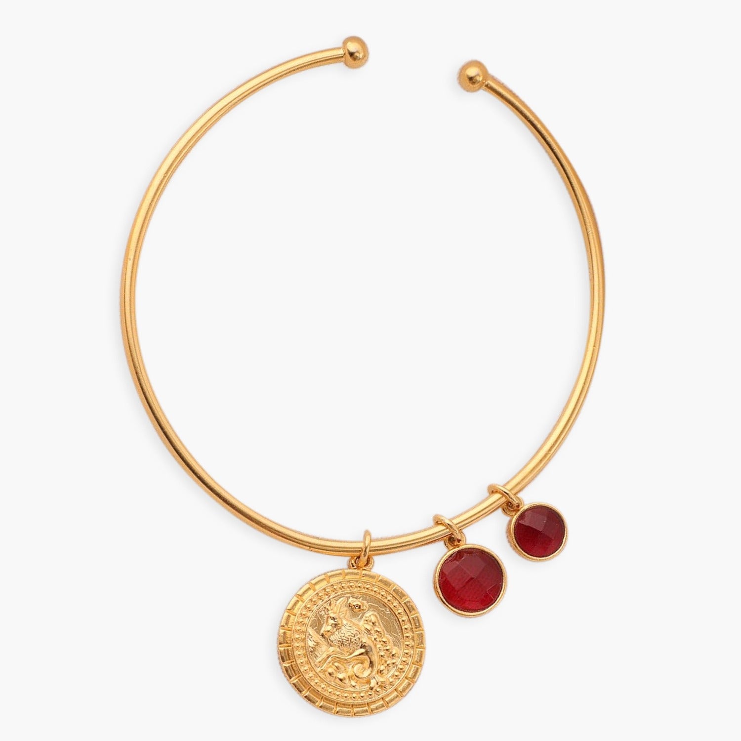 Garnet Capricorn Zodiac Gold Plated Silver Cuff Bracelet