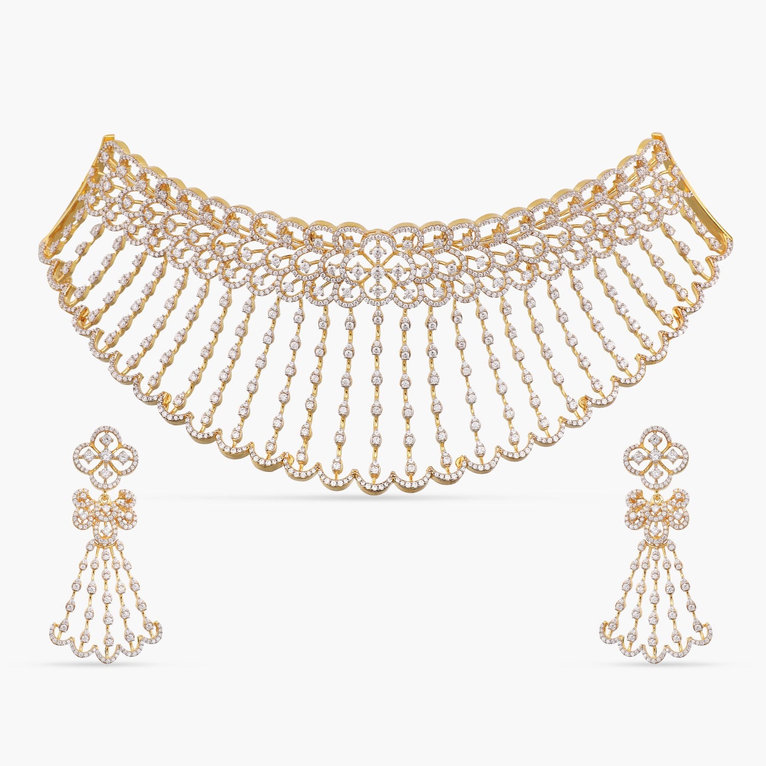 Punya American Diamond Silver Choker Set