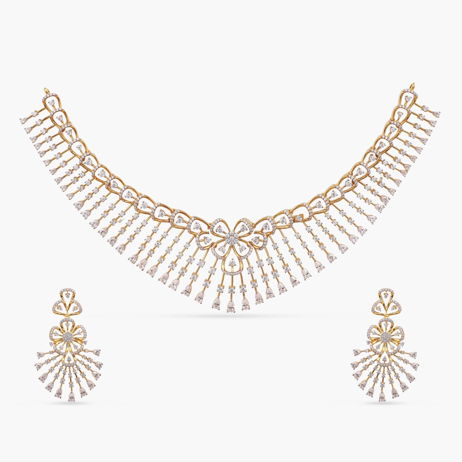 Necklaces Prafulti Zircon Silver Necklace Set