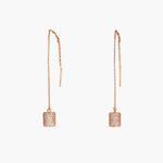 Cylindrical CZ Delicate Silver Threader Earrings