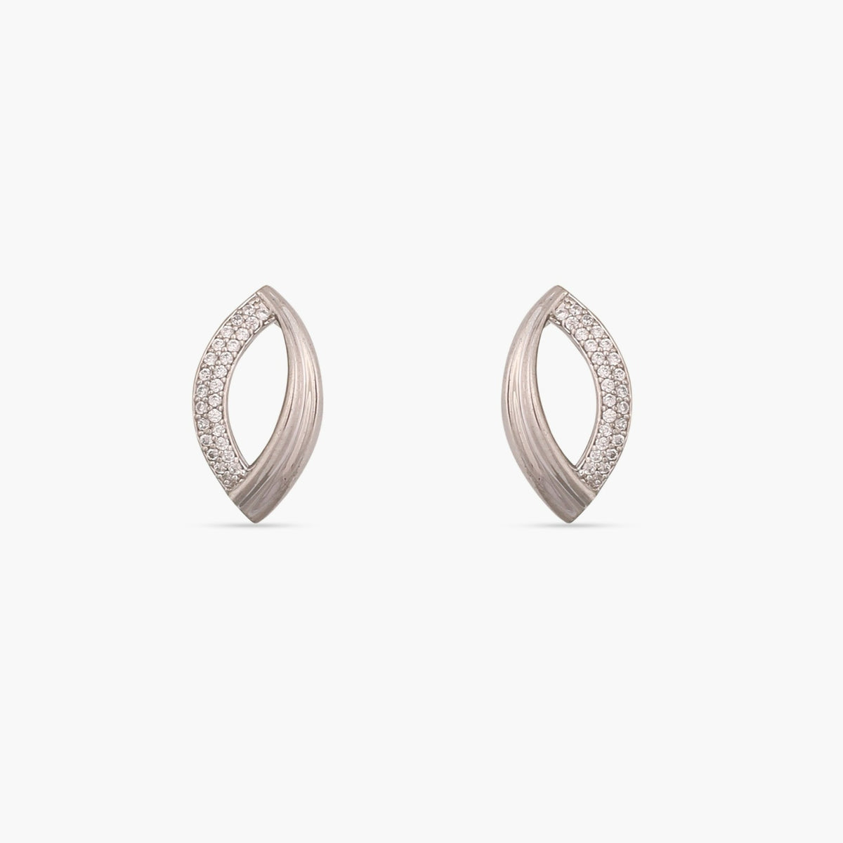 Earrings Oval Shaped CZ Delicate Silver Stud Earrings