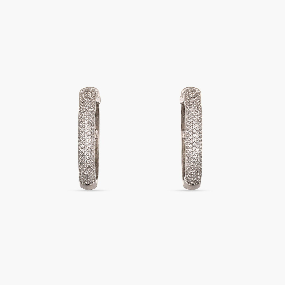 Earrings Sparkling CZ Delicate Hoop Silver Earrings