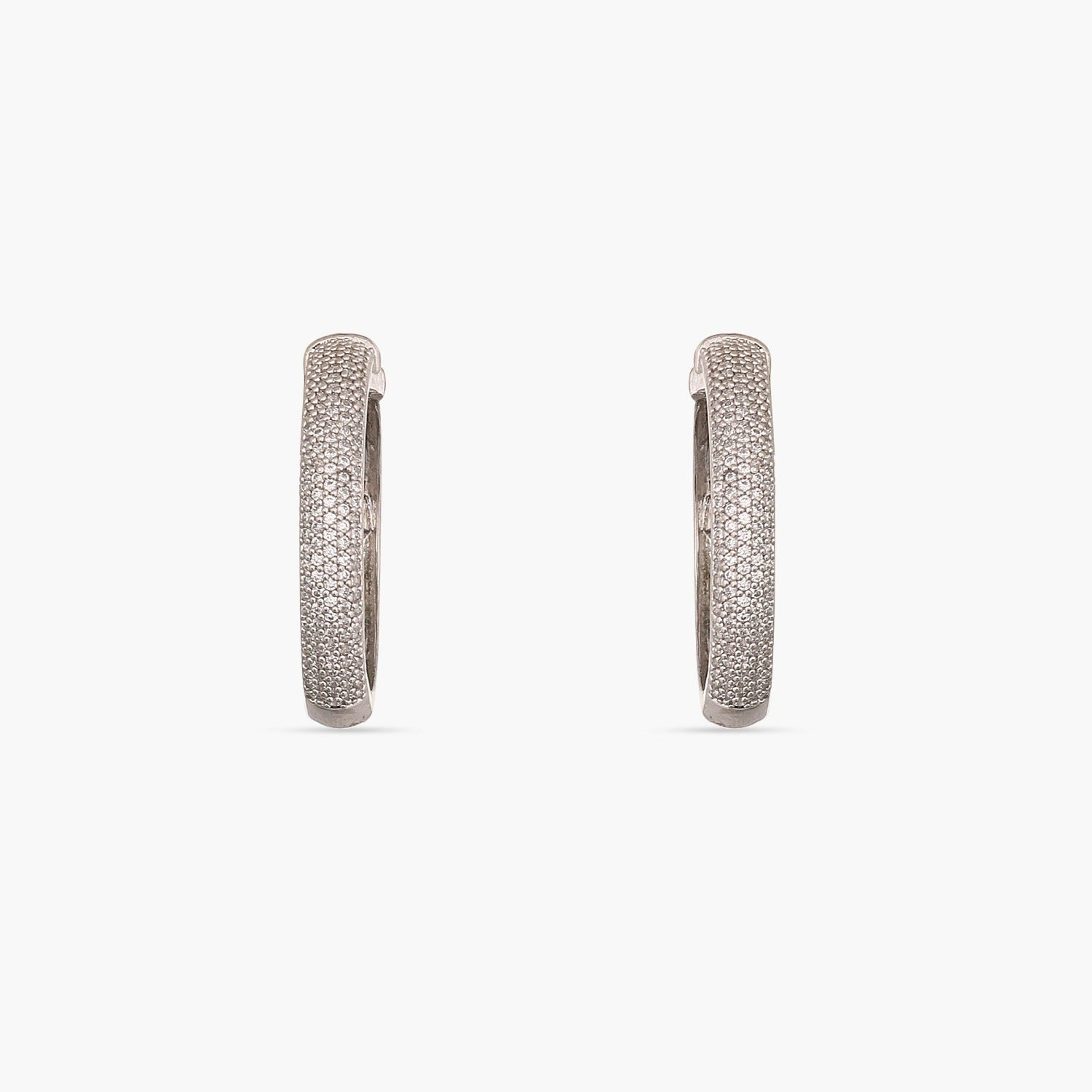 Earrings Sparkling CZ Delicate Hoop Silver Earrings