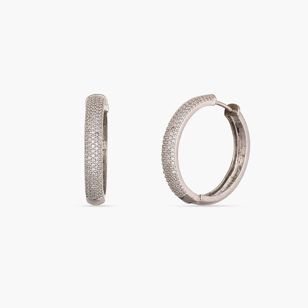 Earrings Sparkling CZ Delicate Hoop Silver Earrings
