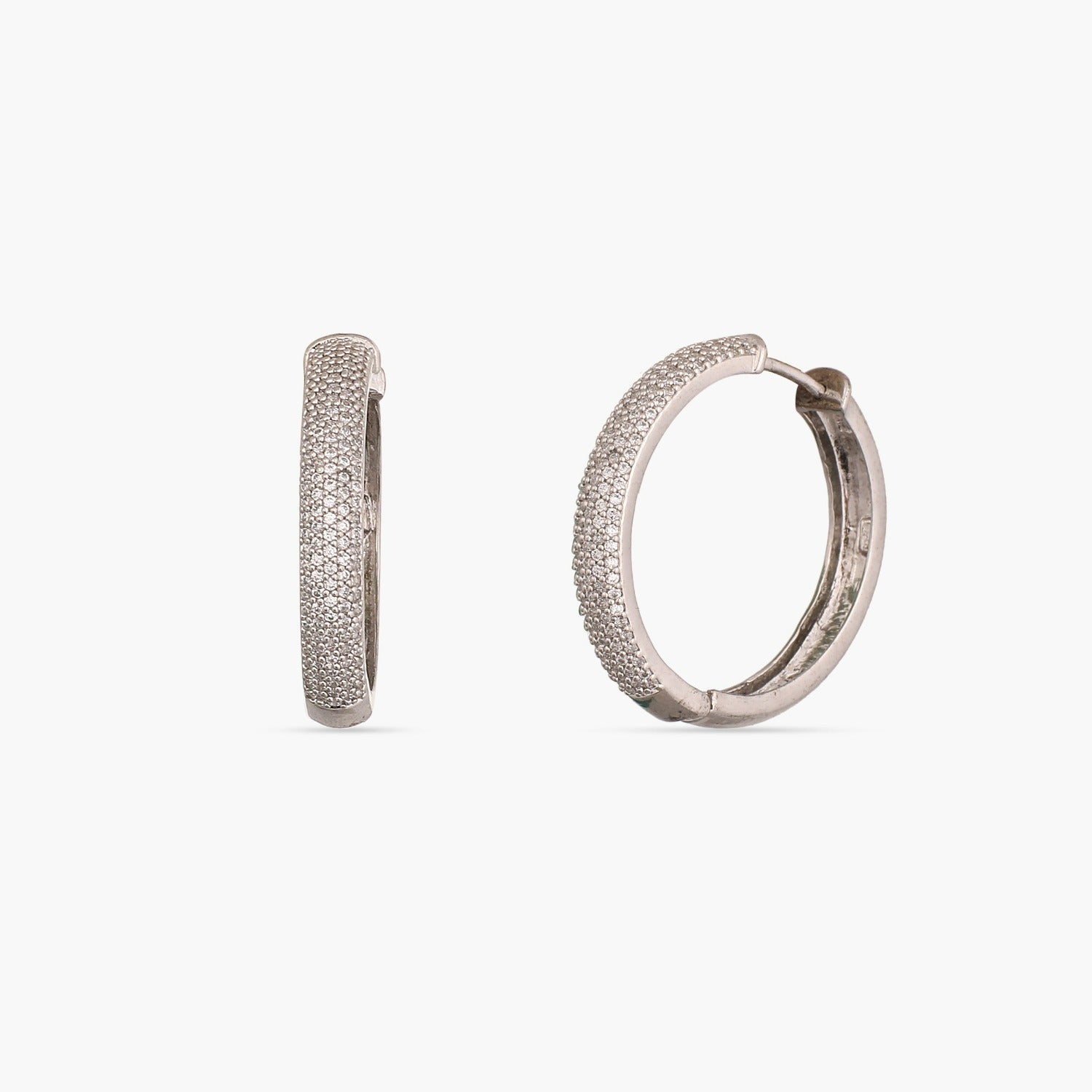 Earrings Sparkling CZ Delicate Hoop Silver Earrings