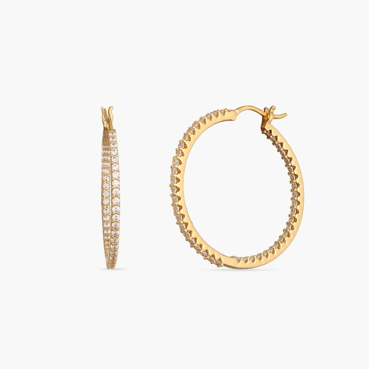 Earrings Round CZ Delicate Hoop Silver Earrings