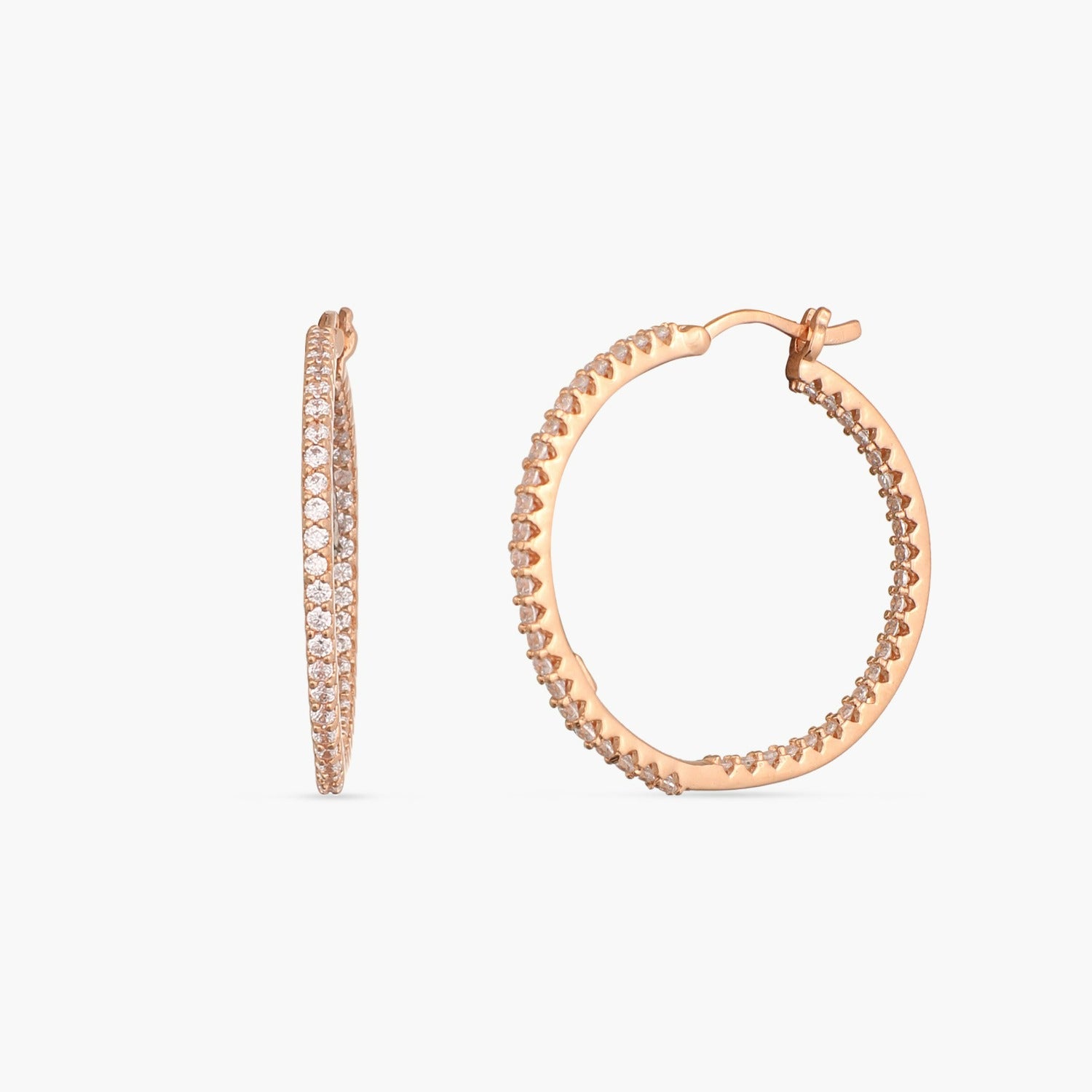 Earrings Round CZ Delicate Hoop Silver Earrings