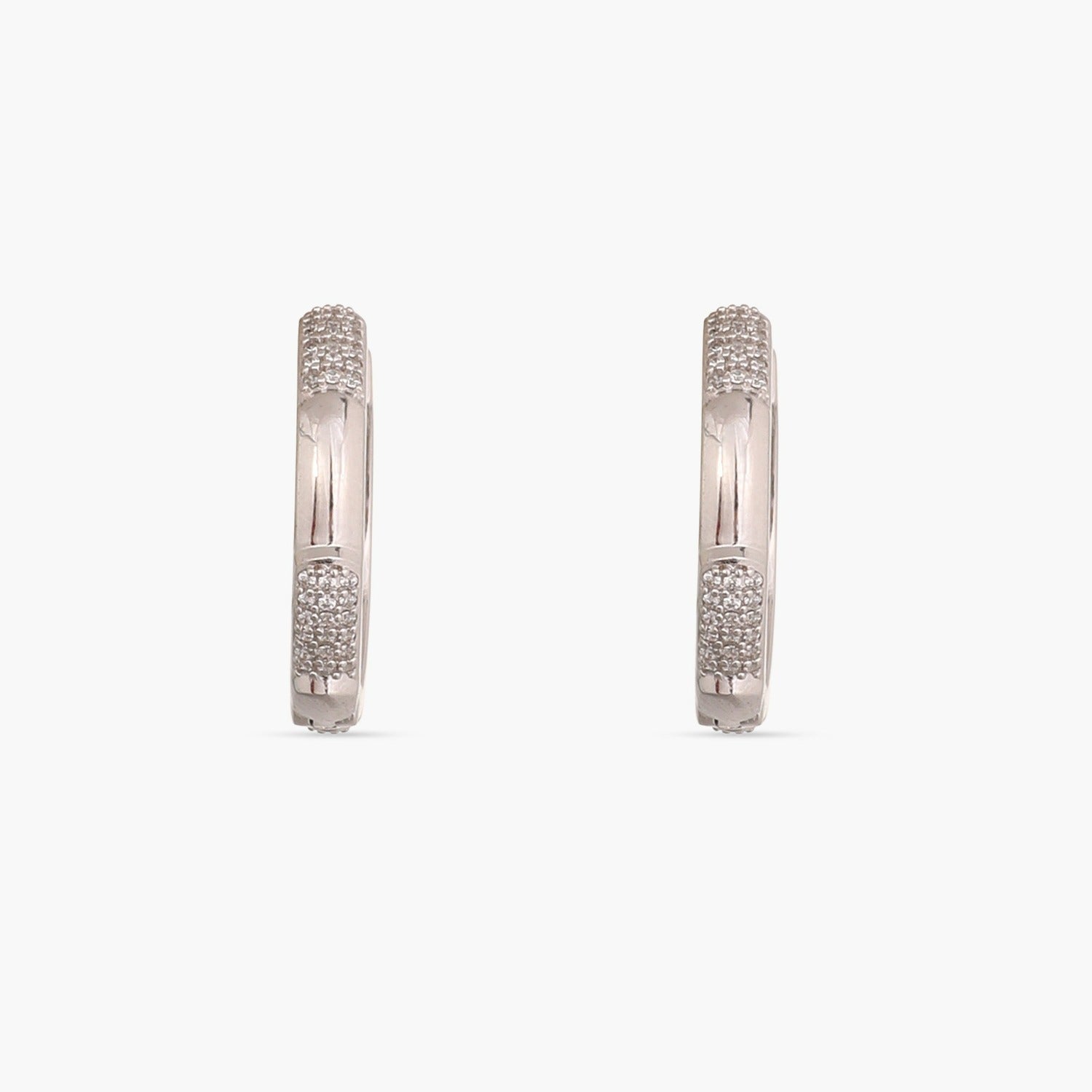 Shine CZ Delicate Hoop Silver Earrings