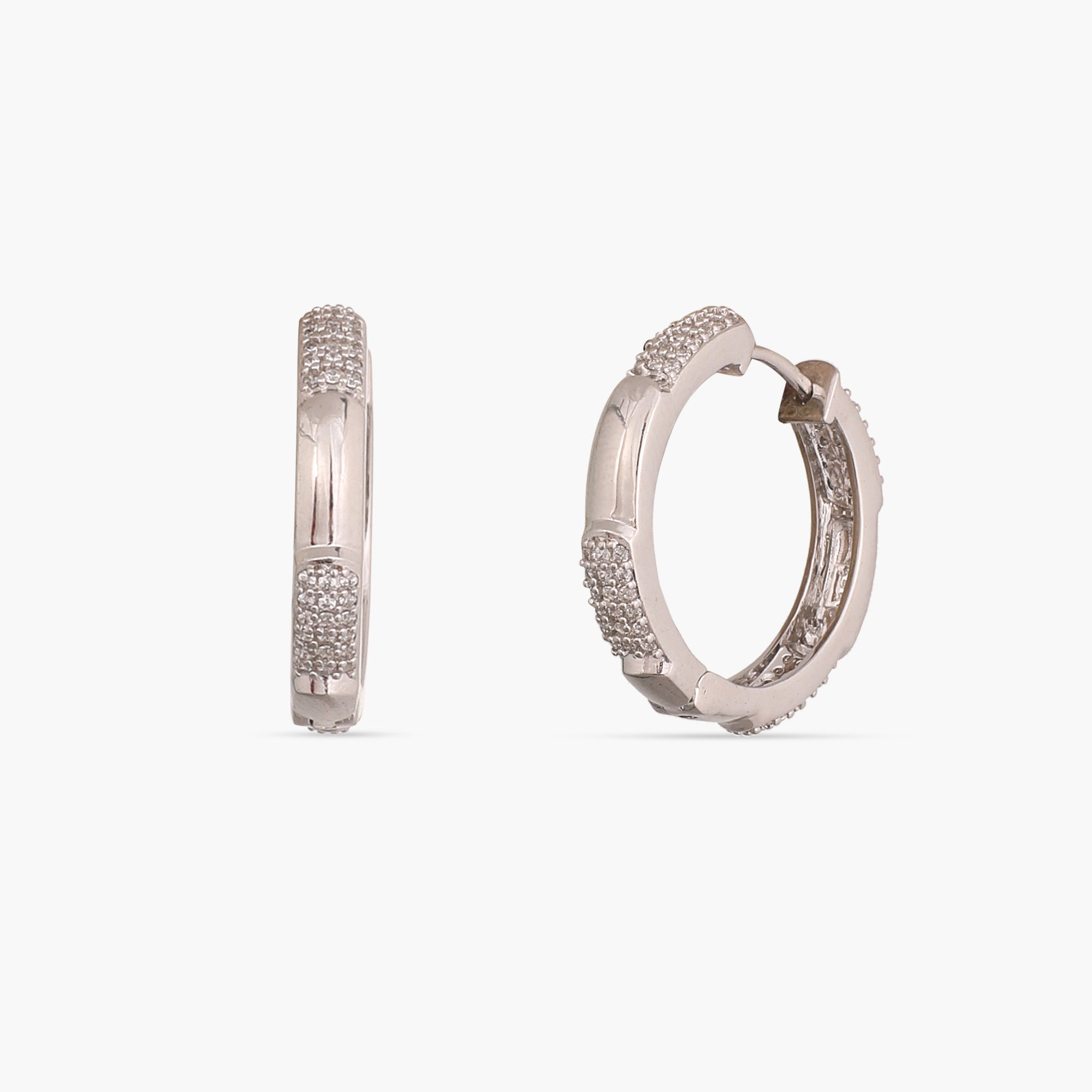 Shine CZ Delicate Hoop Silver Earrings