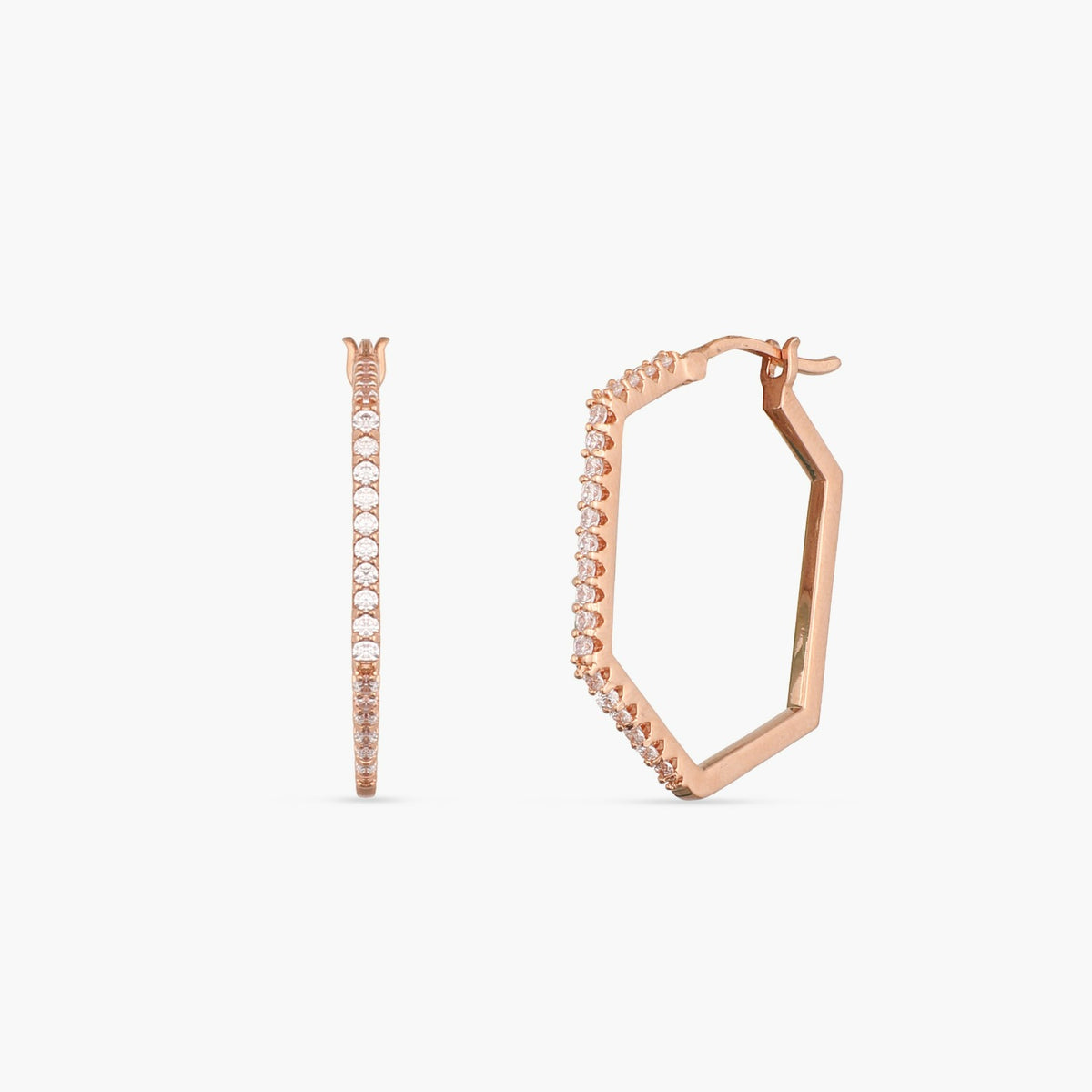 Hexa CZ Delicate Hoop Silver Earrings