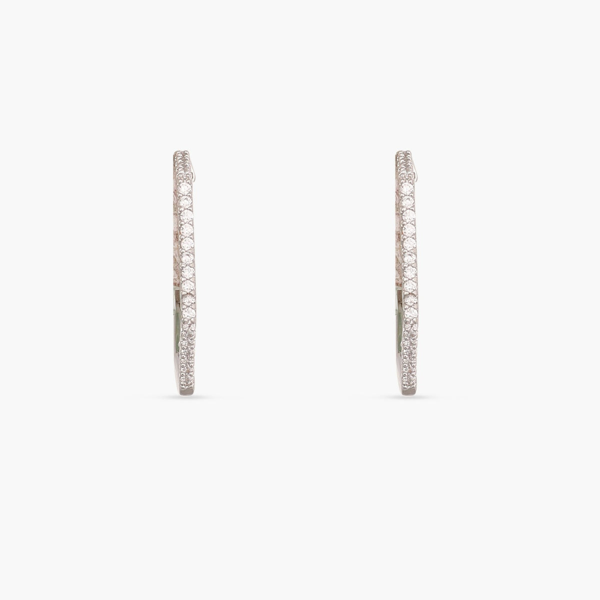 Hexa CZ Delicate Hoop Silver Earrings