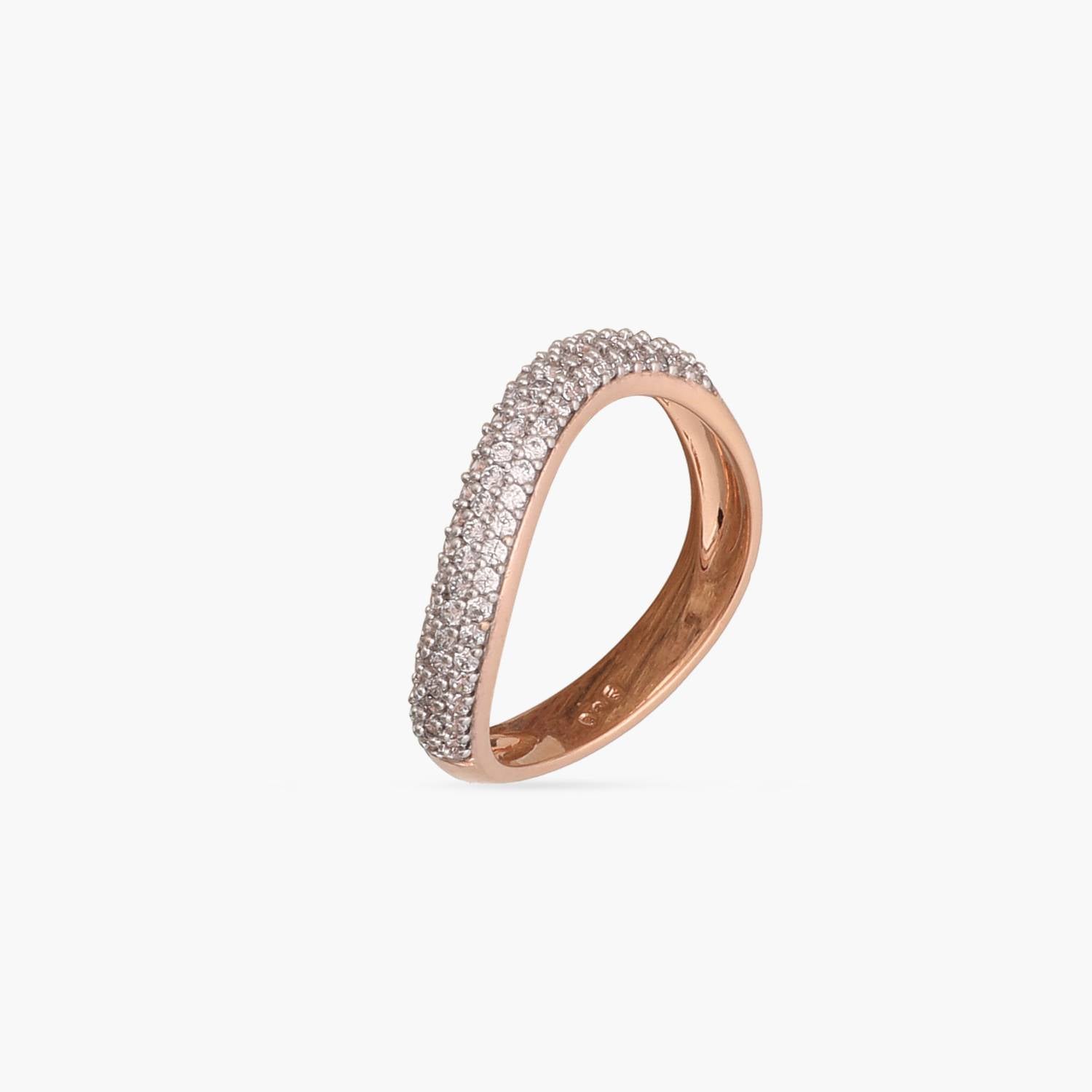 Wave CZ Delicate Silver Band Finger Ring