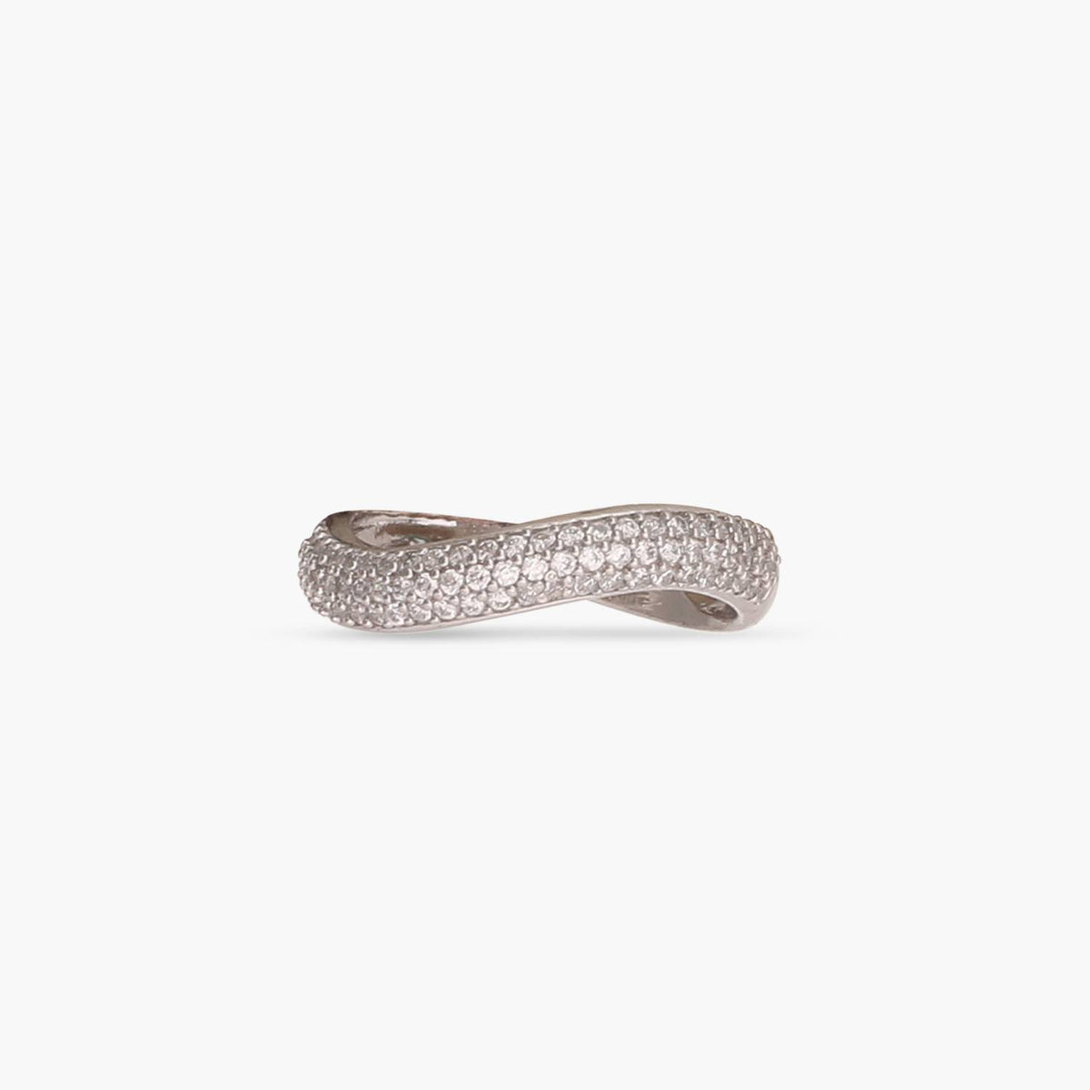 Wave CZ Delicate Silver Band Finger Ring