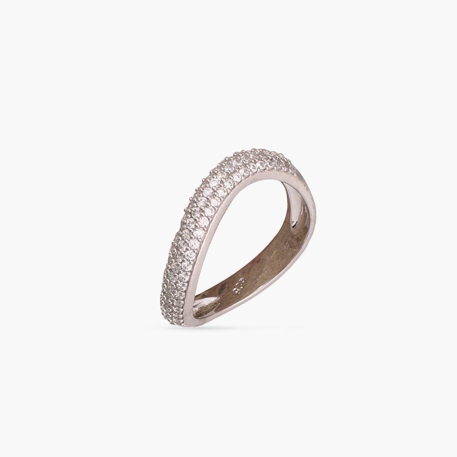 Wave CZ Delicate Silver Band Finger Ring