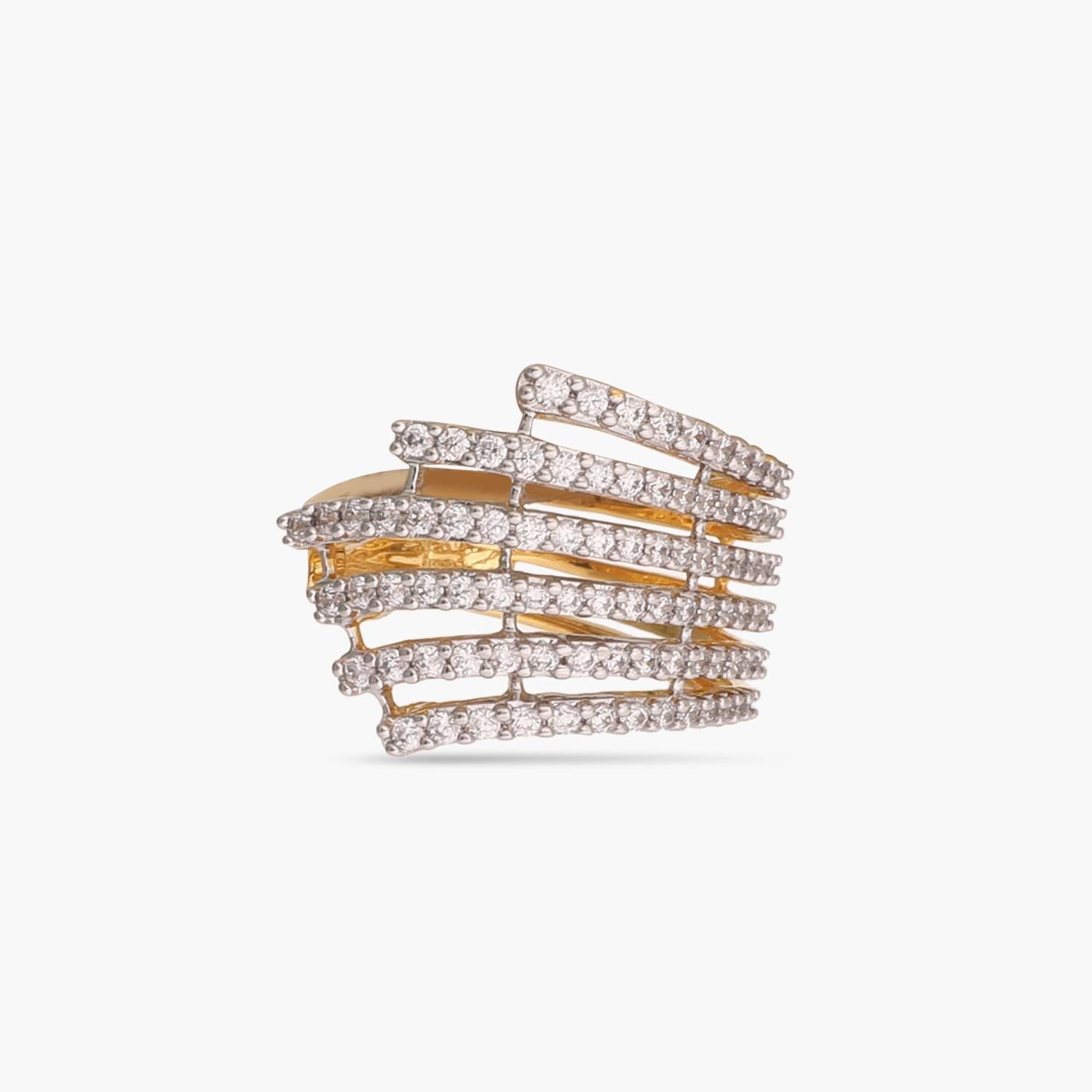 Flare CZ Delicate Statement Silver Finger Ring
