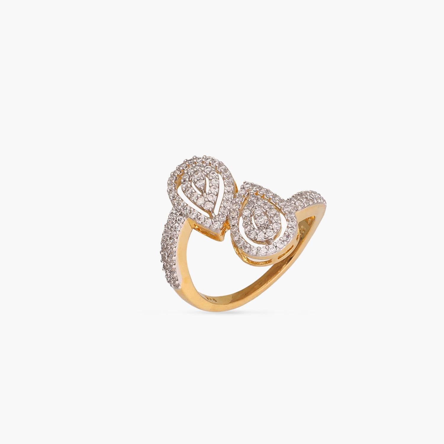 Finger Ring Double Motif CZ Delicate Pear Silver Finger Ring